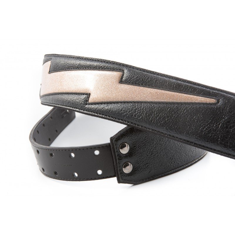 8401070410713 Mojo Bolt Gold AA Ремень для гитары, текстиль, черный, RightOn Straps