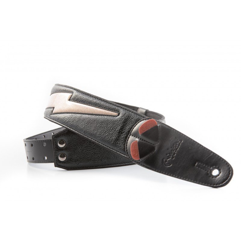 8401070410713 Mojo Bolt Gold AA Ремень для гитары, текстиль, черный, RightOn Straps