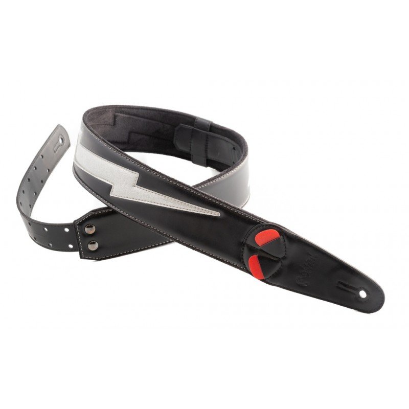 8419612000667 Mojo Bolt II Silver Glitter Ремень для гитары, текстиль/синтетика, RightOn Straps