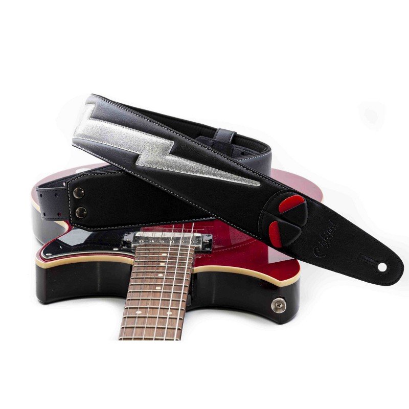 8419612000667 Mojo Bolt II Silver Glitter Ремень для гитары, текстиль/синтетика, RightOn Straps