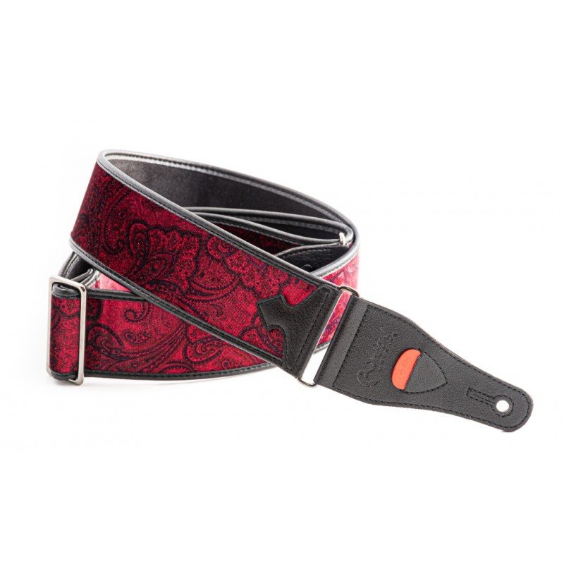8419612001138 Talisman Paisley Velvet Red Ремень для гитары, синтетика, красный, RightOn Straps