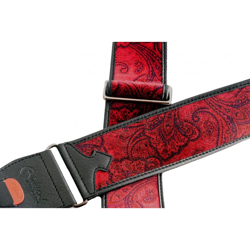 8419612001138 Talisman Paisley Velvet Red Ремень для гитары, синтетика, красный, RightOn Straps