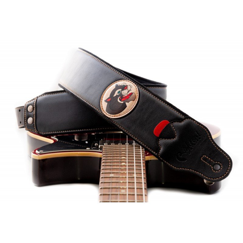 8419612002401 Groove Old School Panther Black Ремень для гитары, текстиль/синтетика, RightOn Straps