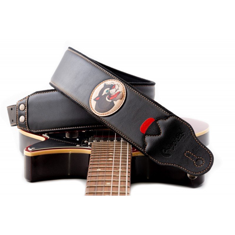 8419612002401 Groove Old School Panther Black Ремень для гитары, текстиль/синтетика, RightOn Straps