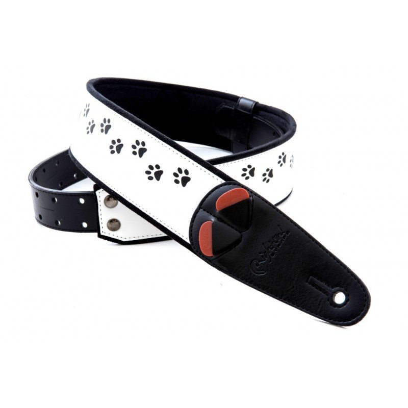 8436612540627 Mojo Cat Ремень для гитары, текстиль/синтетика, белый, RightOn Straps 8436612540627 Mojo Cat Ремень для гитары, текстиль/синтетика, белый, RightOn Straps