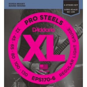 D"ADDARIO EPS170-6 ProSteels 6-String Bass, Light, 30-130, Long Scale