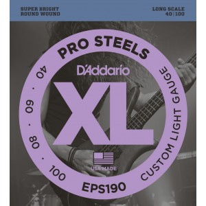 D"ADDARIO EPS190 ProSteels Bass, Custom Light, 40-100, Long Scale
