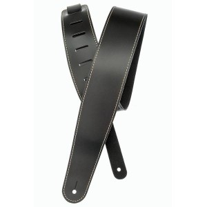 Planet Waves 25LS00-DX Classic Leather Guitar Strap with Contrast Stitch, Black