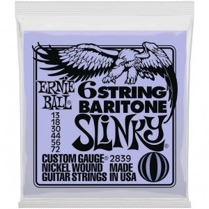 ERNIE BALL 2839 Slinky 6-String w/ small ball end 29 5/8 scale Baritone Guitar Strings - 13-72 Gauge