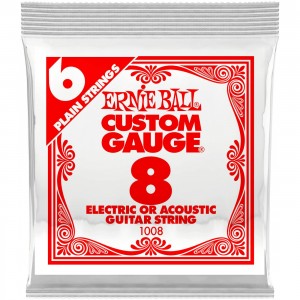 ERNIE BALL 1008 .008 Plain Steel Electric or Acoustic Guitar Strings Струна одиночная для электро и акустических гитар. Сталь, калибр .008