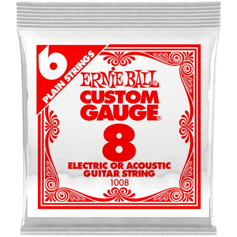 ERNIE BALL 1008 .008 Plain Steel Electric or Acoustic Guitar Strings Струна одиночная для электро и акустических гитар. Сталь, калибр .008