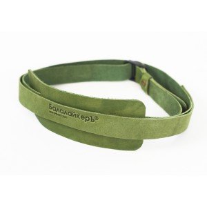 A-BS-G Кожаный ремень для балалайки, с наплечником, зеленый, Балалайкеръ