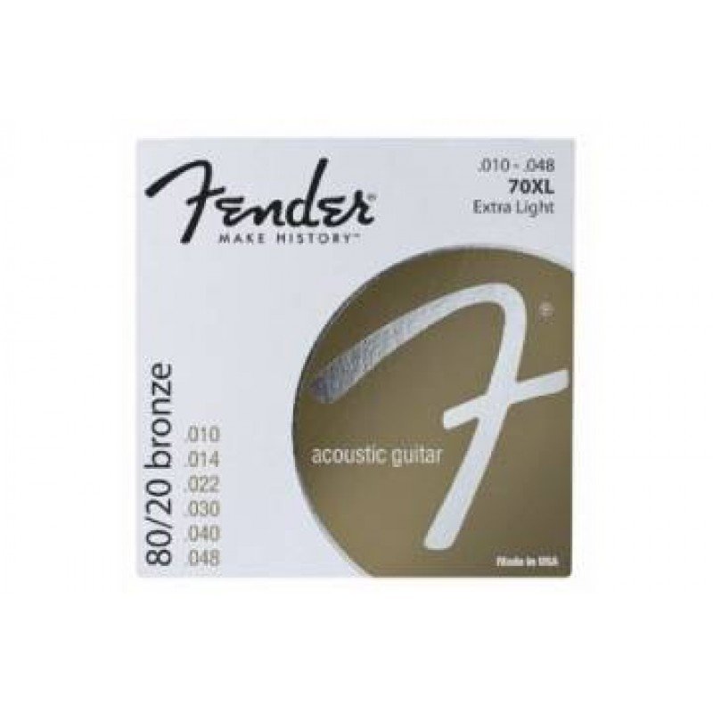 FENDER STRINGS NEW ACOUSTIC 70XL 80/20 BRNZ BALL END 10-48, струны для акустической гитары, бронза