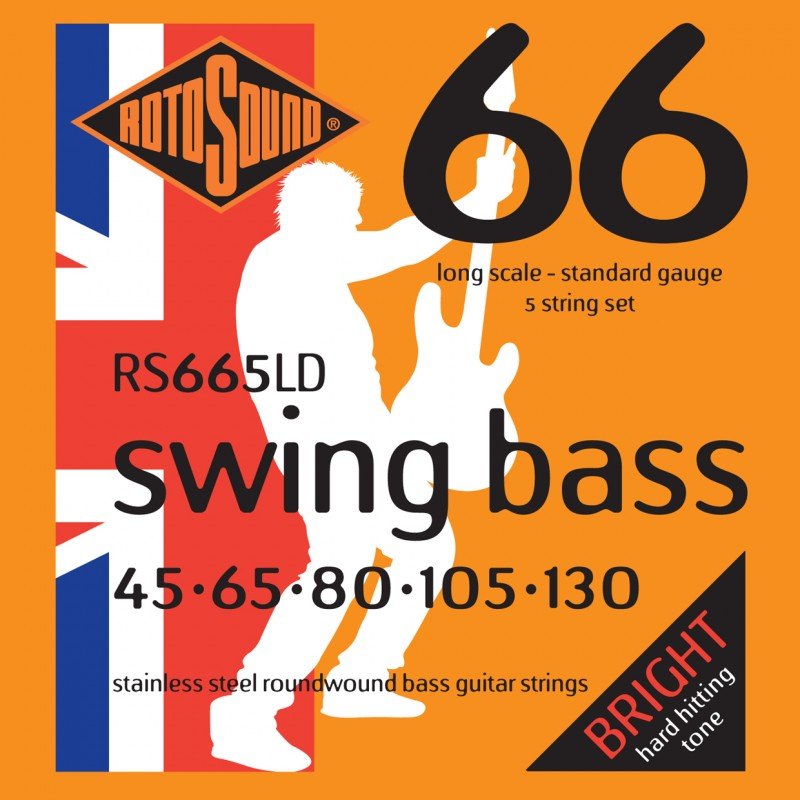 ROTOSOUND RS665LD BASS STRINGS STAINLESS STEEL струны для 5-струнной басгитары, сталь, 45-130