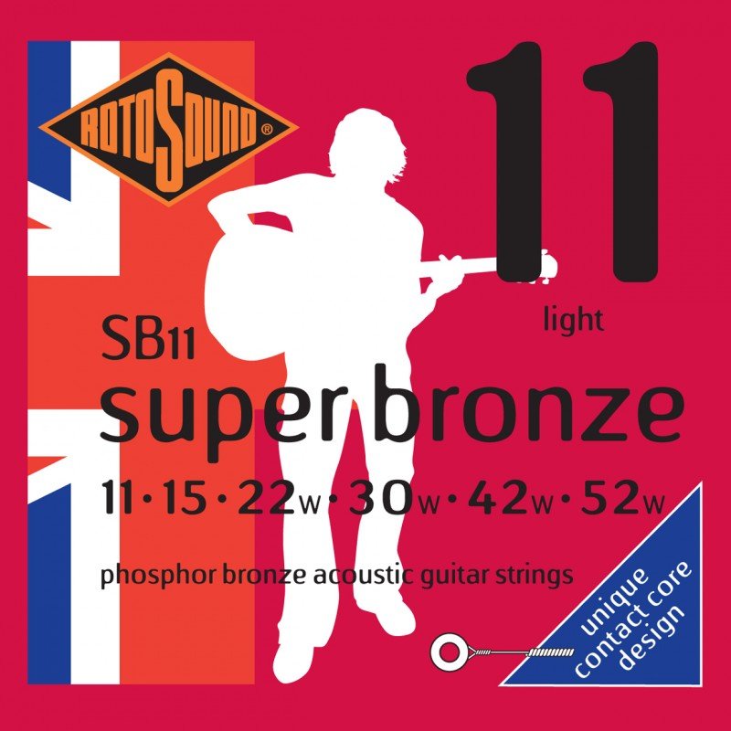 ROTOSOUND SB11 STRINGS PHOSPHOR BRONZE струны для акустической гитары, покрытие - фосфорированная бронза, 11-52