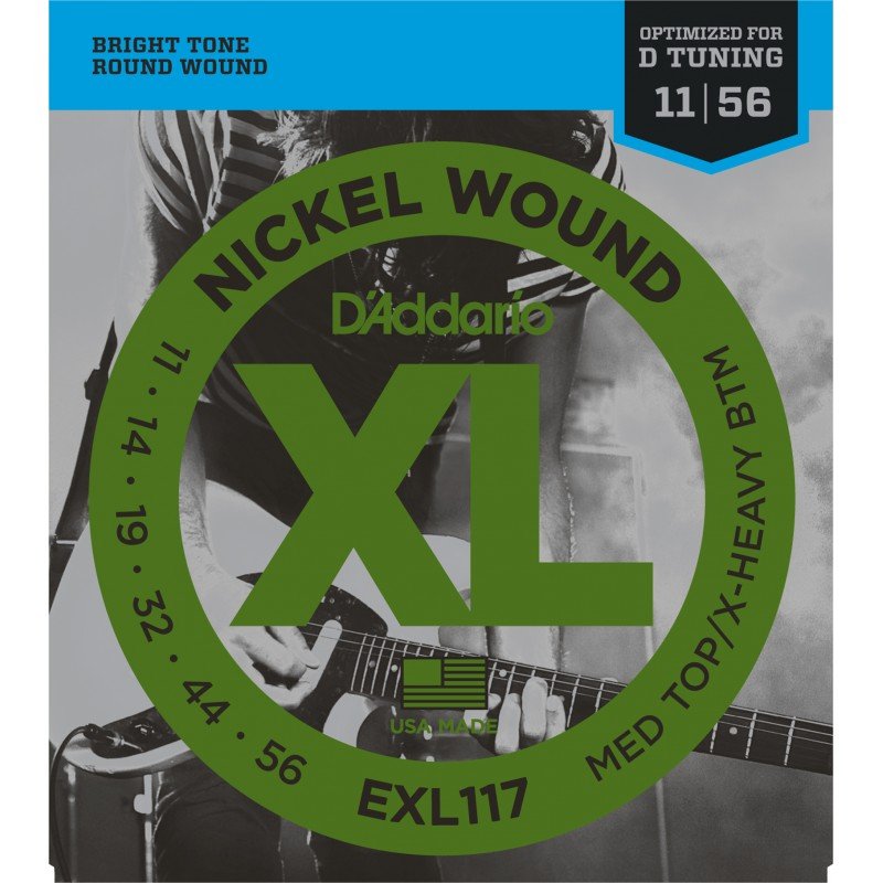 D"ADDARIO EXL117 NICKEL WOUND MEDIUM TOP/EXTRA-HEAVY BOTTOM 11-56 D"ADDARIO EXL117 NICKEL WOUND MEDIUM TOP/EXTRA-HEAVY BOTTOM 11-56