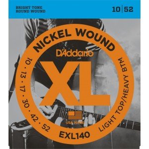 D'ADDARIO EXL140 NICKEL WOUND LIGHT TOP/HEAVY BOTTOM 10-52 струны для электрогитары, никелерованная сталь, 10-52 D'ADDARIO EXL140 NICKEL WOUND LIGHT TOP/HEAVY BOTTOM 10-52 струны для электрогитары, никелерованная сталь, 10-52