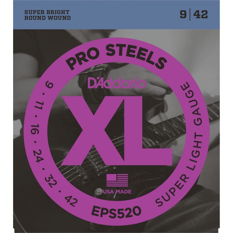 D'ADDARIO EPS520 PROSTEELS SUPER LIGHT 9-42 струны для электрогитары, сталь, 9-42