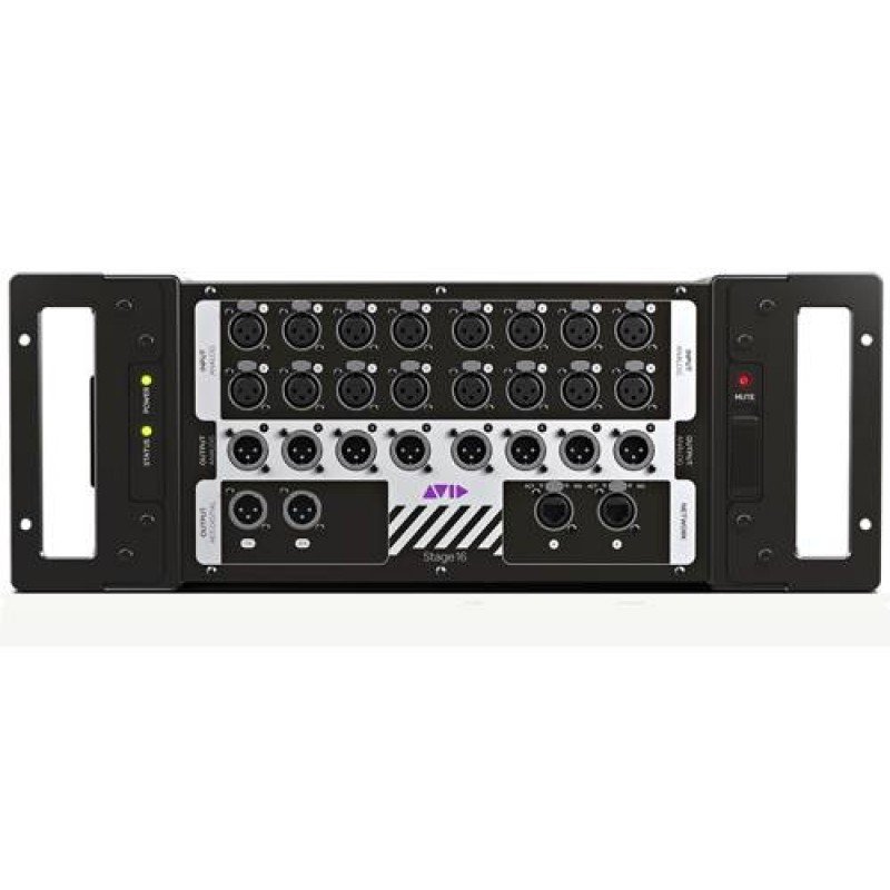 Avid Venue Stage 16 remote I/O box. 16 аналоговых входов, 8 аналоговых/2 цифровых выходов, 2 порта AVB. (для микшера S3L)