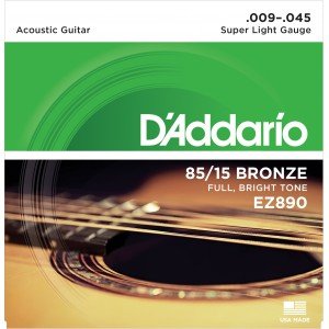 D'ADDARIO EZ890 SET ACOUS GTR 85/15 SUP LITE струны для акустической гитары, бронза 85/15, Super Light, 9-45 D'ADDARIO EZ890 SET ACOUS GTR 85/15 SUP LITE струны для акустической гитары, бронза 85/15, Super Light, 9-45