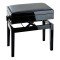 K&M 13950-100-21 банкетка для пианино, с отсеком для хранения бумаг, чёрное лакированное дерево, чёрное вельветовое сиденье, выс