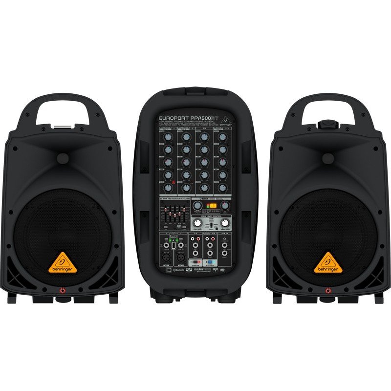 BEHRINGER PPA500BT 6-канальная система звукоусиления 500 Вт, микшер, усилитель, процессор, акустика, микрофон, кабели