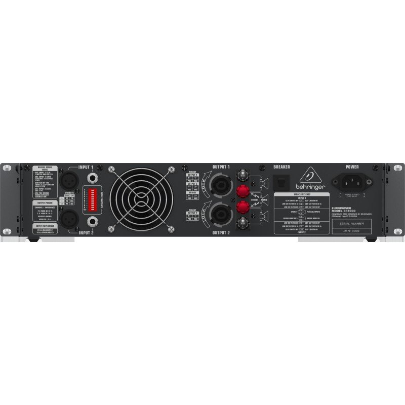 BEHRINGER EP4000 усилитель мощности 2 х 2000 Вт @ 2 Ом, 2 х 1400 Вт @ 4 Ом