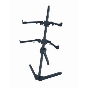 QUIK LOK SL930 двухуровневая наклонная стойка для клавишных шириной до 38 см, в. 132 см, нагрузка до 99 кг, чёрный. С чехлом.