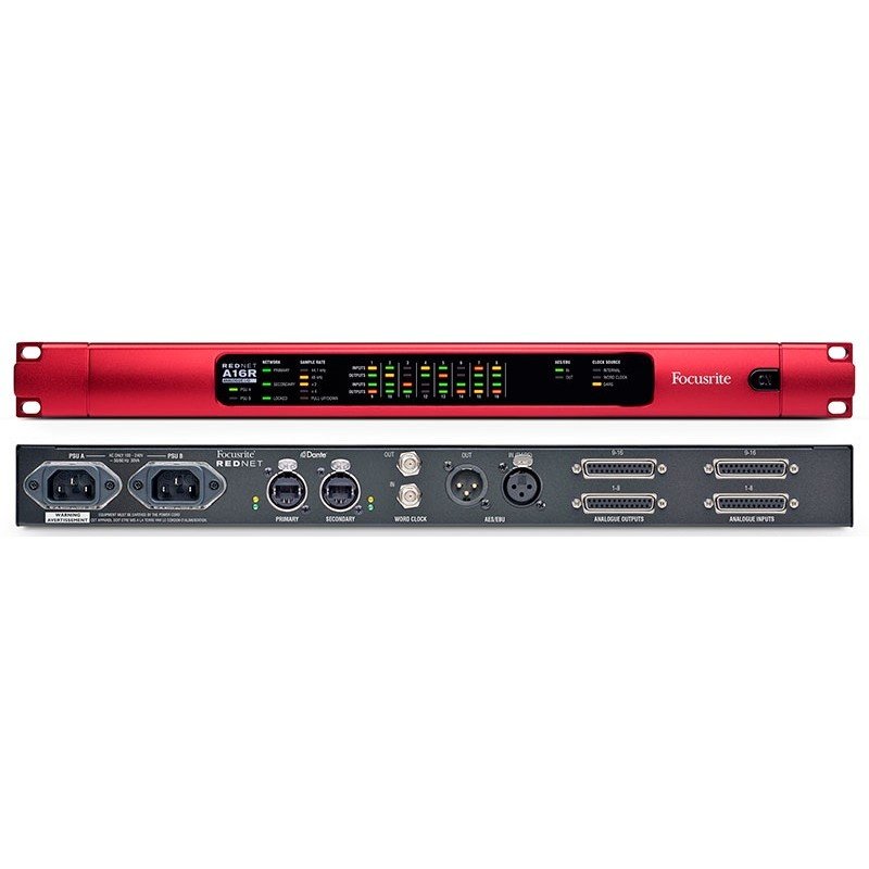 Focusrite Pro RedNet A16R АЦП/ЦАП конвертор, 16 аналоговых вх/вых, AES/EBU, Dante с резервированием сигнала и питания