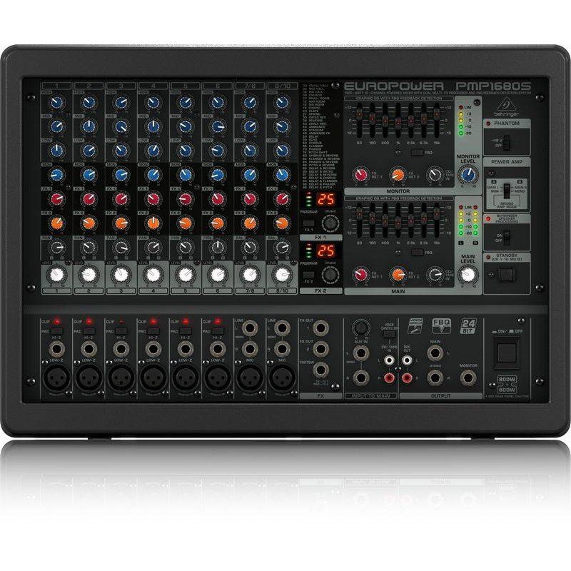 BEHRINGER EUROPOWER PMP1680S активный микшер, 1600 Вт, 10 каналов, двойной процессор эффектов, функция подавления обратной связи