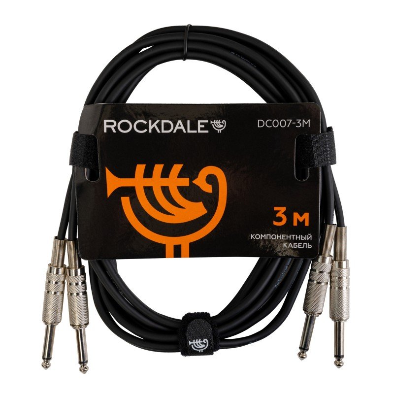 ROCKDALE DC007-3M готовый компонентный кабель, разъемы 2 mono jack x 2 mono jack, длина 3 м, черный