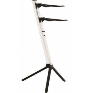 QUIK LOK SL911WH двухуровневая наклонная стойка для клавишных ш. 30 см, в. 66-109 см, нагрузка до 20 кг, белый. С чехлом.