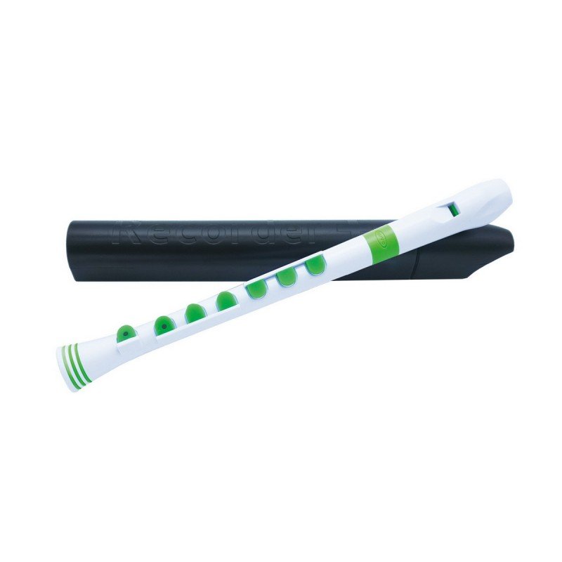 NUVO Recorder+ White/Green with hard case блокфлейта сопрано, строй - С, немецкая система, накладка на клапана, материал -