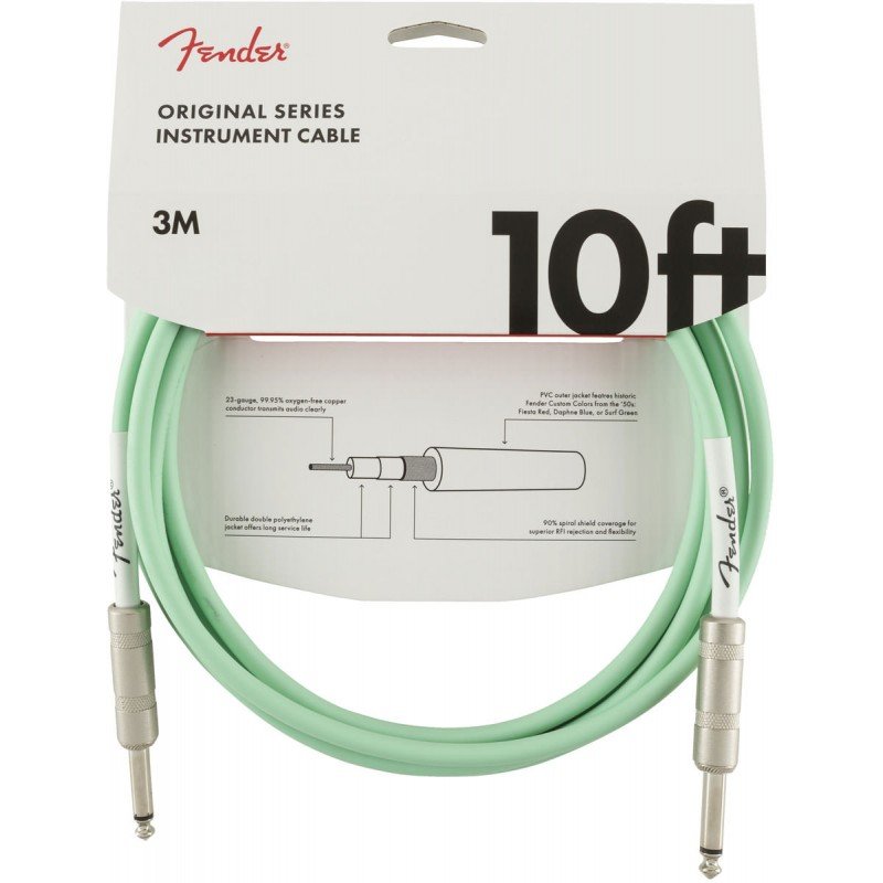 FENDER 10' OR INST CABLE SFG инструментальный кабель, зеленый, 10' (3,05 м)