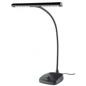 K&M 12298-000-55 подсветка для нот на гибком креплении, тяжёлое основание, 12 светодиодов, 2500 lux, 230 V AC 50Hz, блок питания