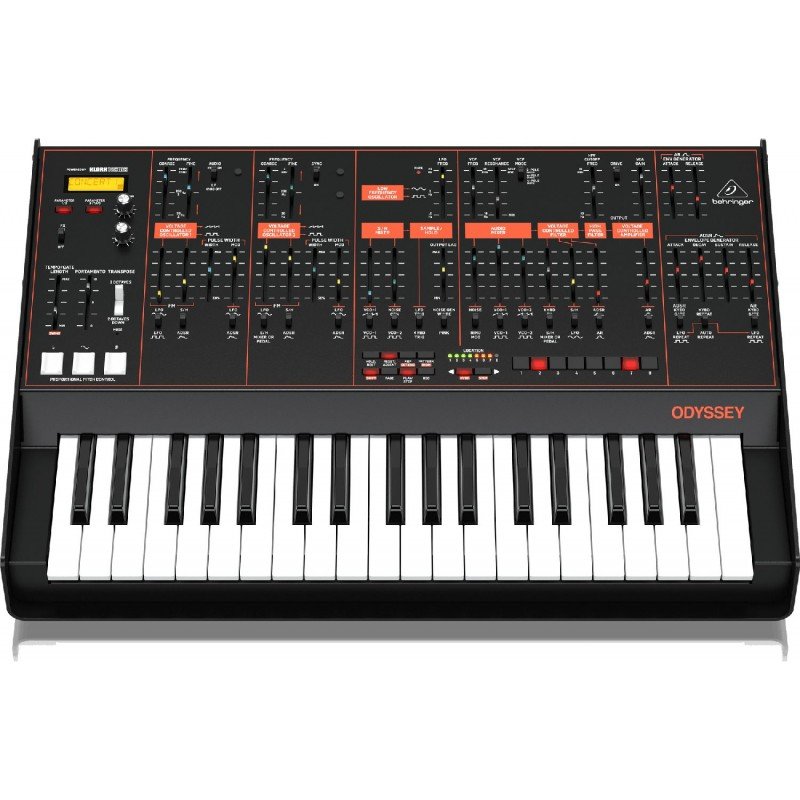 BEHRINGER ODYSSEY аналоговый 1/2 голосный синтезатор 37 клавиш, 2VCO, 3-пол VCF, 32-шаговый секвенсор, арпеджиатор, FX