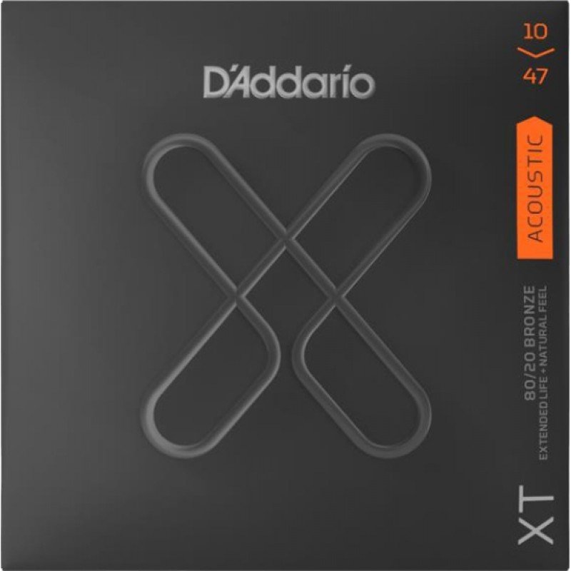 D'ADDARIO XTABR1047 SET ACOUS XT 80/20 X-LIGHT струны с покрытием XT для акустической гитары, 10-47