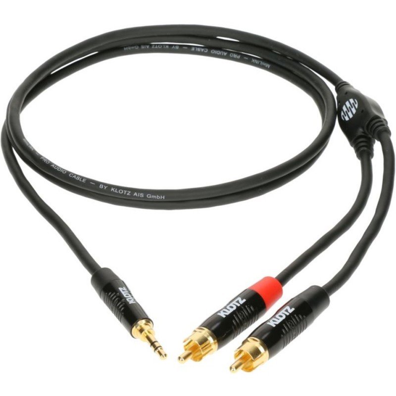 KLOTZ KY7-300 компонентный кабель серии MiniLink, позолоченные разъемы stereo mini jack - 2 RCA, 3 метра, цвет черный