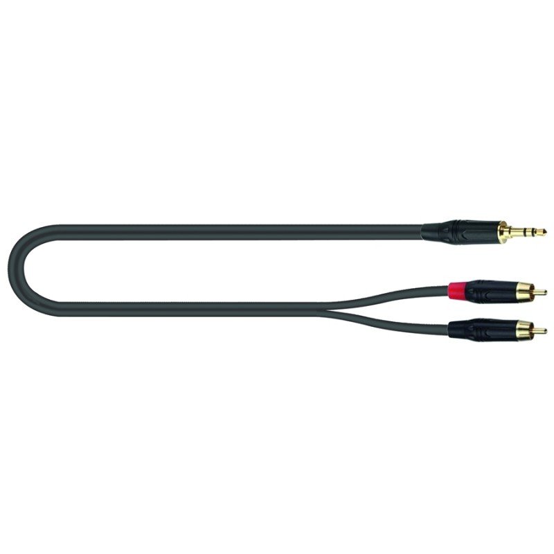 QUIK LOK JUST J352RCA 1 компонентный кабель серии Just, 1 м, металлические разъёмы Mini Jack Male Stereo (3,5 mm) - 2RCA