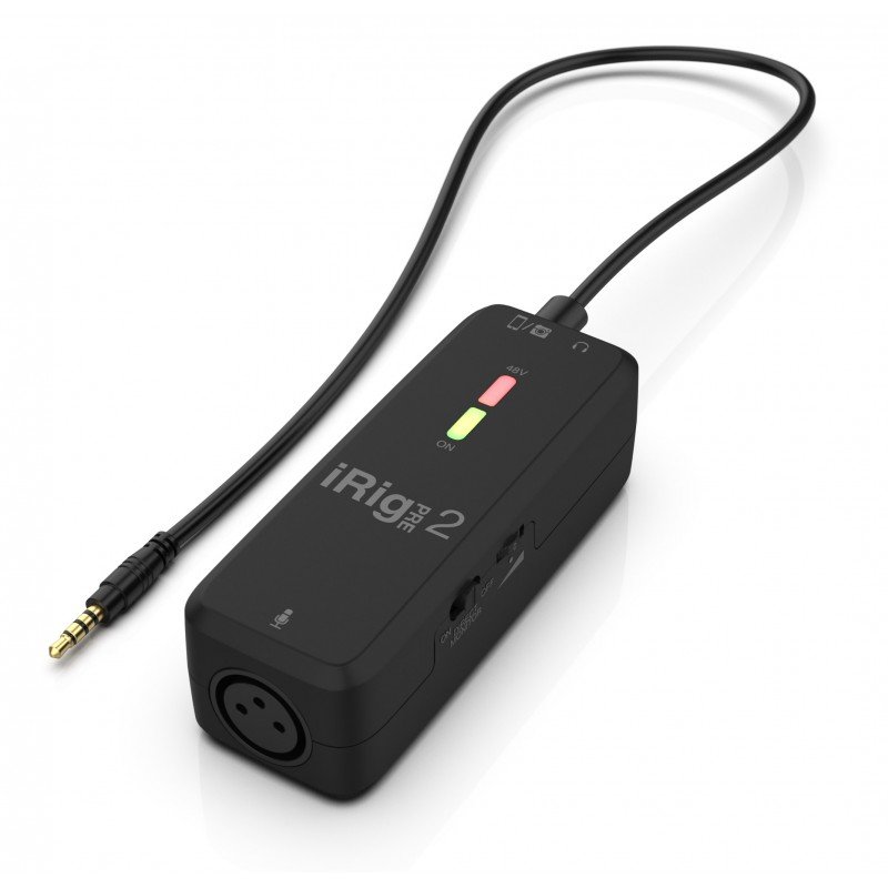 IK MULTIMEDIA iRig Pre 2 микрофонный интерфейс XLR и предусилитель для iOS, Android и цифровых фотоаппаратов. + 48V. Регулируемы