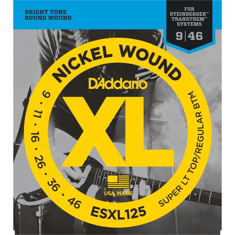 D'ADDARIO ESXL12 NICKEL WOUND SUPER LIGHT TOP/ REGULAR BOTTOM 9-46 струны для электрогитары HEADLESS, никелерованная сталь, 9-46