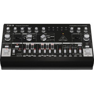 BEHRINGER TD-3-BK Аналоговый басовый синтезатор с 16-ступенчатым секвенсором и фильтрами VCO, VCF и VCA, черный BEHRINGER TD-3-BK Аналоговый басовый синтезатор с 16-ступенчатым секвенсором и фильтрами VCO, VCF и VCA, черный