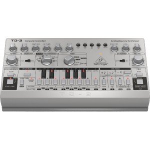 BEHRINGER TD-3-SR Аналоговый басовый синтезатор с 16-ступенчатым секвенсором и фильтрами VCO, VCF и VCA, серебристый BEHRINGER TD-3-SR Аналоговый басовый синтезатор с 16-ступенчатым секвенсором и фильтрами VCO, VCF и VCA, серебристый