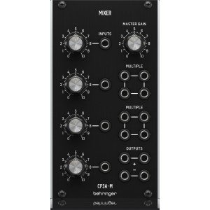 BEHRINGER CP3A-M MIXER модуль аналогового 4-канального микшера, 4 фейдера, общая регулировка усиления, формат Eurorack BEHRINGER CP3A-M MIXER модуль аналогового 4-канального микшера, 4 фейдера, общая регулировка усиления, формат Eurorack