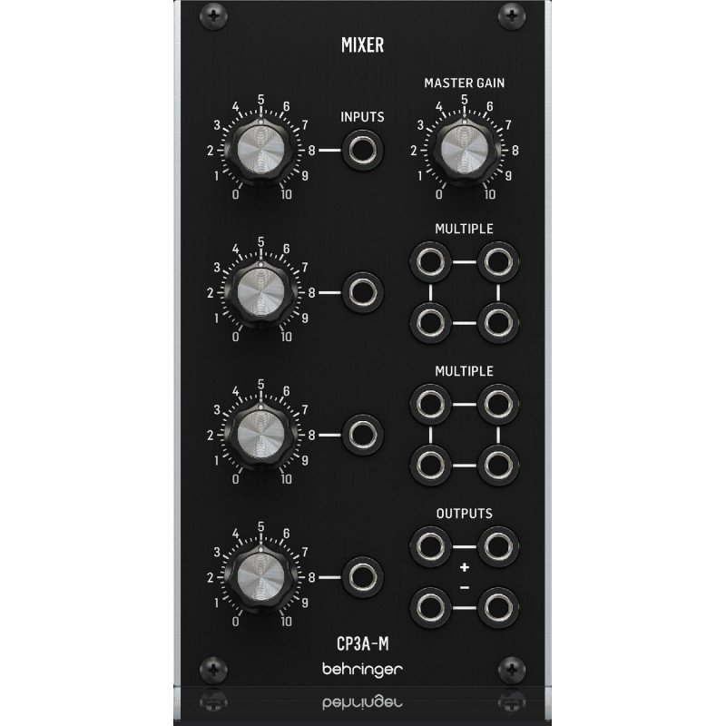 BEHRINGER CP3A-M MIXER модуль аналогового 4-канального микшера, 4 фейдера, общая регулировка усиления, формат Eurorack