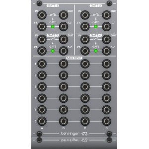 BEHRINGER 173 QUAD GATE/MULTIPLES модуль с 4мя гейтами и патч-матрицей 4х6, формат Eurorack BEHRINGER 173 QUAD GATE/MULTIPLES модуль с 4мя гейтами и патч-матрицей 4х6, формат Eurorack
