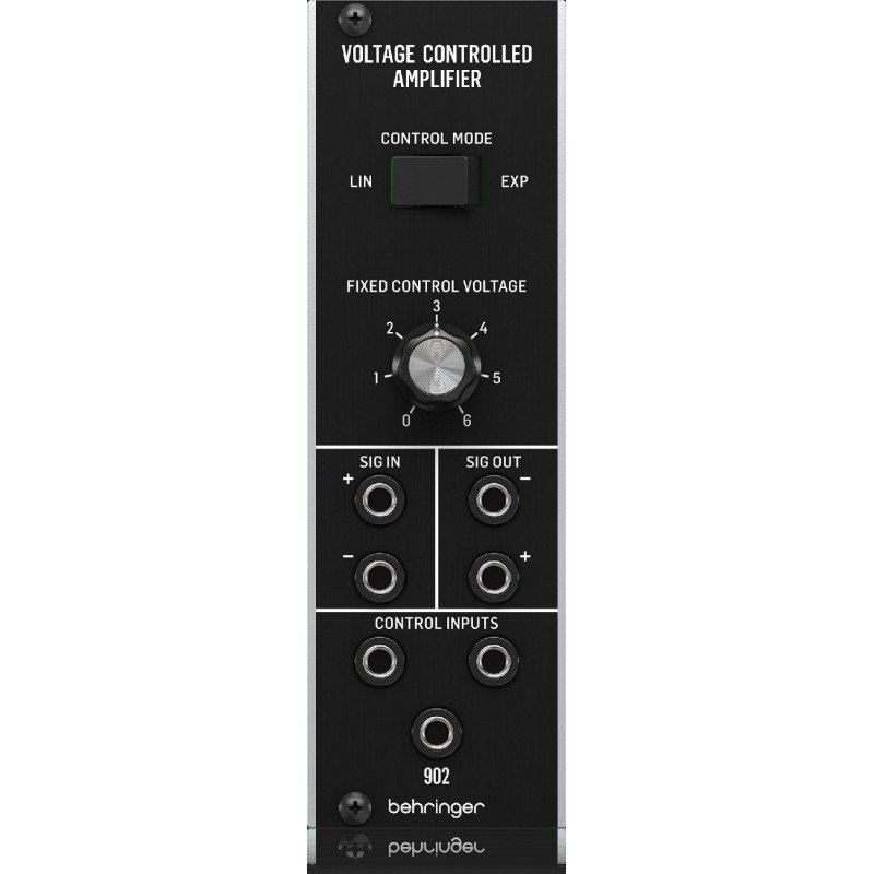 BEHRINGER 902 VOLTAGE CONTROLLED AMPLIFIER модуль VCA, 2 входа/2 выхода с разной полярностью, формат Eurorack