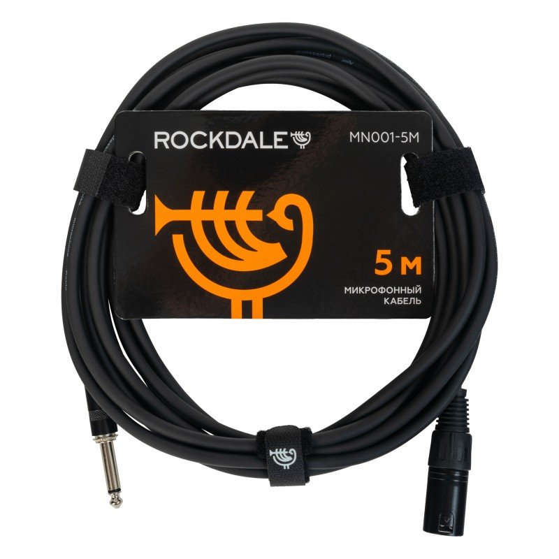 ROCKDALE MN001-5M готовый микрофонный кабель, разъемы XLR male X mono jack male, длина 5 м, черный