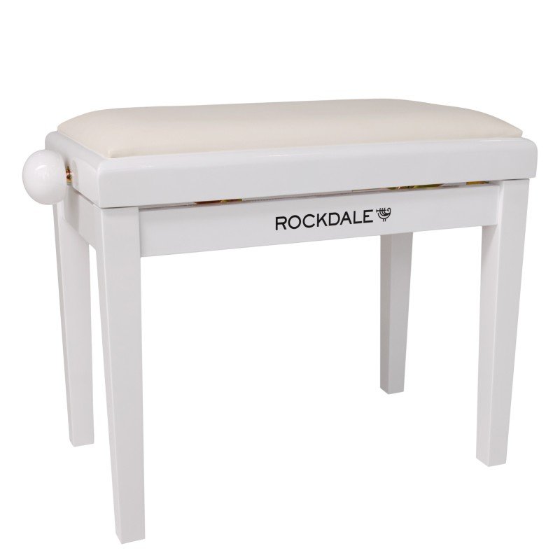 ROCKDALE RHAPSODY 131 WHITE GLOSS деревянная банкетка с регулировкой высоты, цвет корпуса белый глянцевый, сиденье кожзам белый