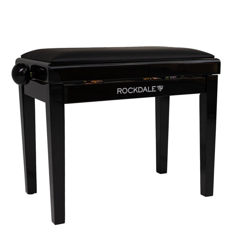 ROCKDALE RHAPSODY 131 BLACK GLOSS деревянная банкетка с регулировкой высоты, цвет корпуса черный глянцевый, сиденье кожзам черны